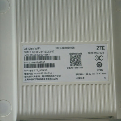ZTE G5 Max WiFi MC7523 SDX75 5G Indoor & Outdoor CPE Router WiFi 7 BE3600