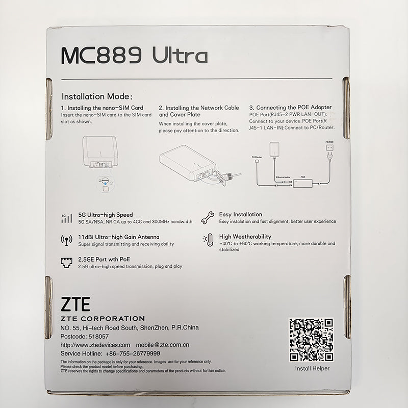 Global ZTE 5G Outdoor CPE MC889 Ultra SDX62 2.5G POE Router