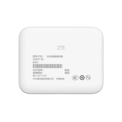 ZTE 5G Portable WiFi F50 Dual Mode NSA SA Wi-Fi 5 Wireless Hotspot