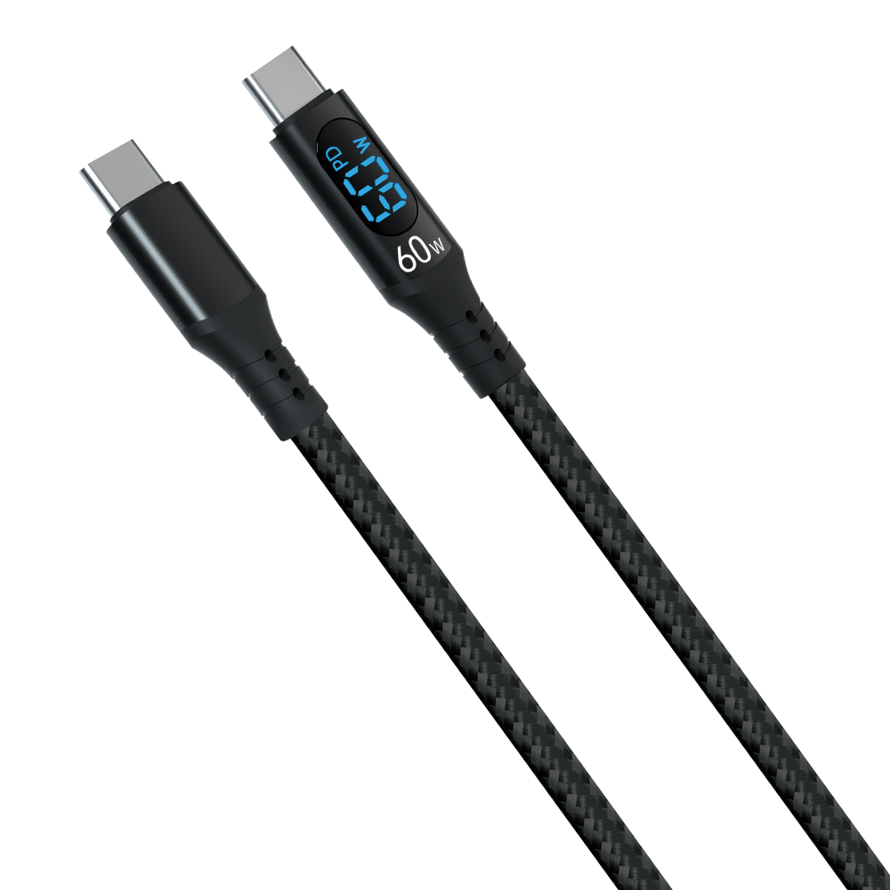 Cabo trançado de carregamento rápido digital USB-C para USB-C Trusmi 60 W