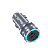 Trusmi 55W Metal USB-C + USB-C/USB-L Quick Car Charger (Supports USB-L to USB-C)