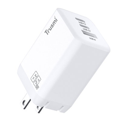 Trusmi GaN PD65W USB-A + USB-2C  Fast Charger (US/UK/EU)