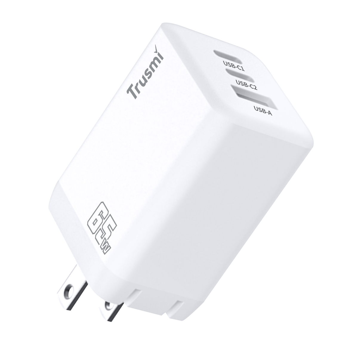 Carregador rápido Trusmi GaN PD65W USB-A + USB-2C (EUA/Reino Unido/UE)