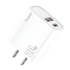 Carregador rápido Trusmi PD20W USB-A + USB-C (EUA/Reino Unido/UE)