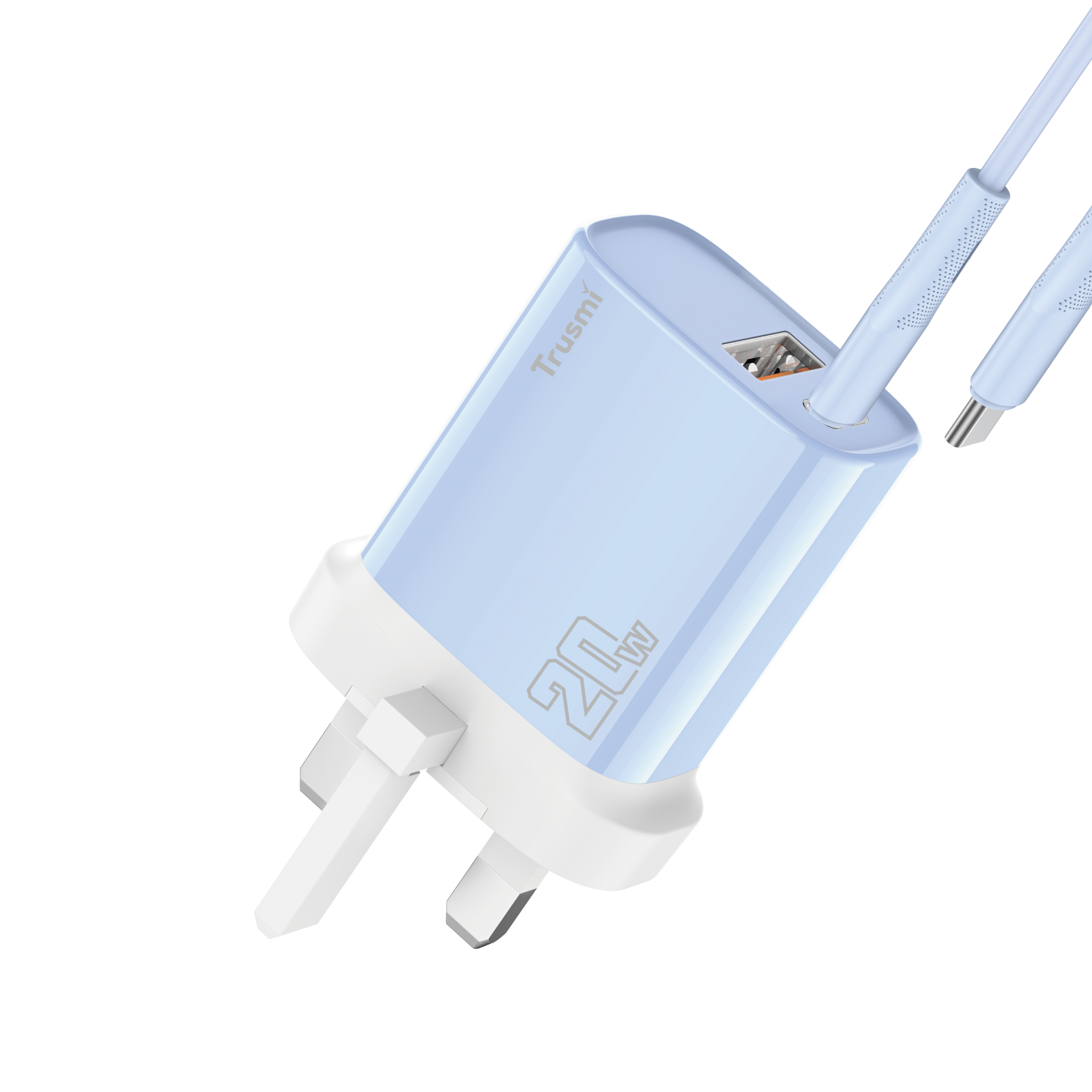 Trusmi PD20W USB-A + USB-C charger set With USB-C to USB-C 60W cable (UK/EU/US)