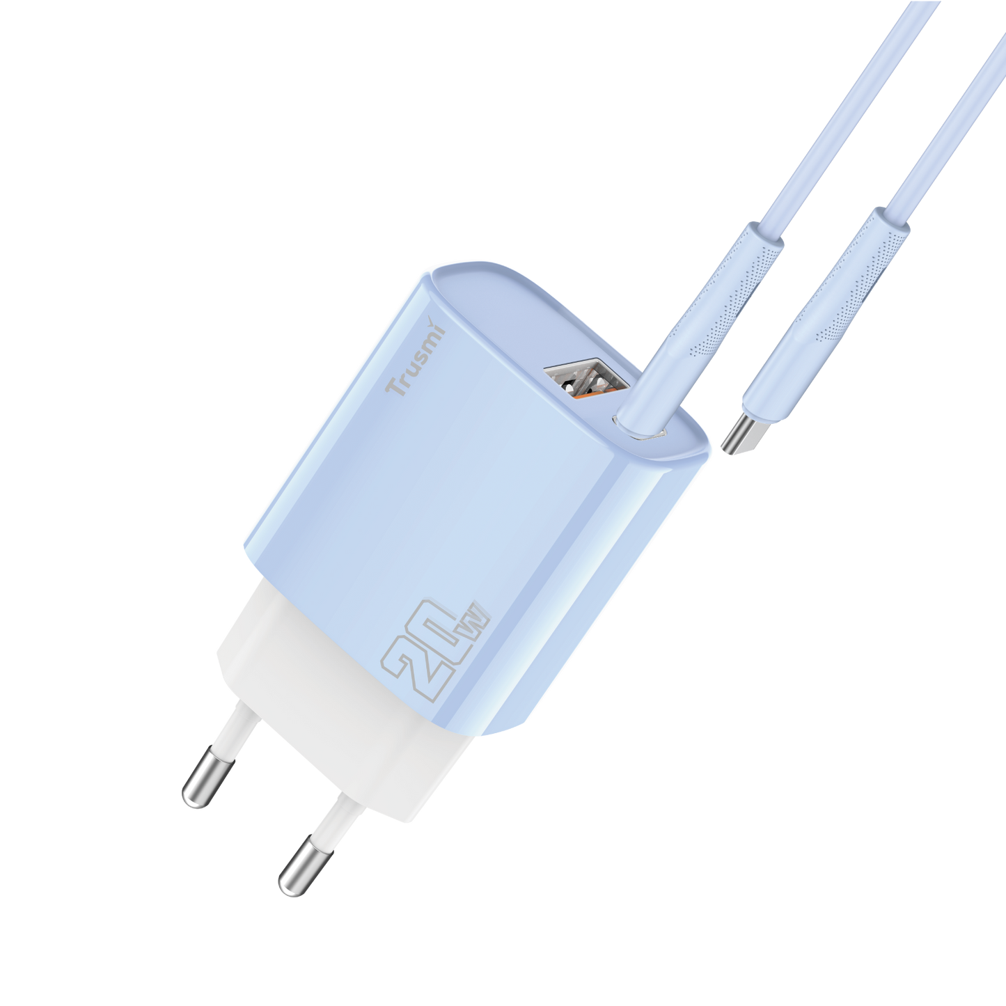 Trusmi PD20W USB-A + USB-C charger set With USB-C to USB-C 60W cable (UK/EU/US)