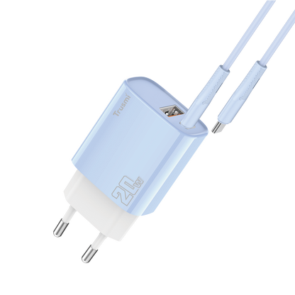 Trusmi PD20W USB-A + USB-C charger set With USB-C to USB-C 60W cable (UK/EU/US)