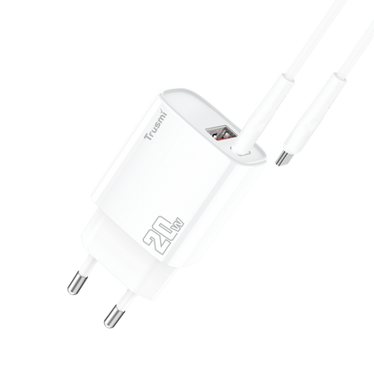 Trusmi PD20W USB-A + USB-C charger set With USB-C to USB-C 60W cable (UK/EU/US)