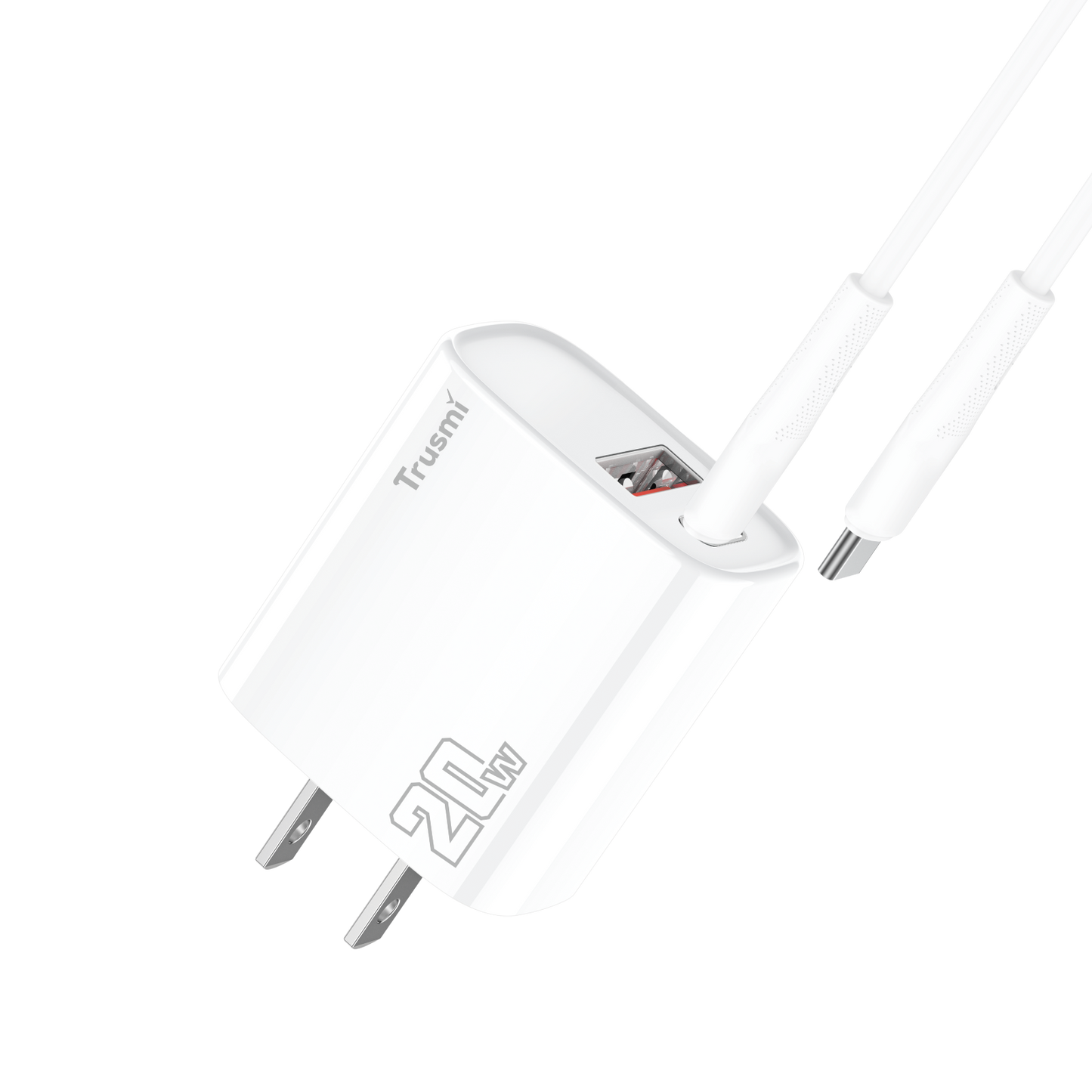 Trusmi PD20W USB-A + USB-C charger set With USB-C to USB-C 60W cable (UK/EU/US)