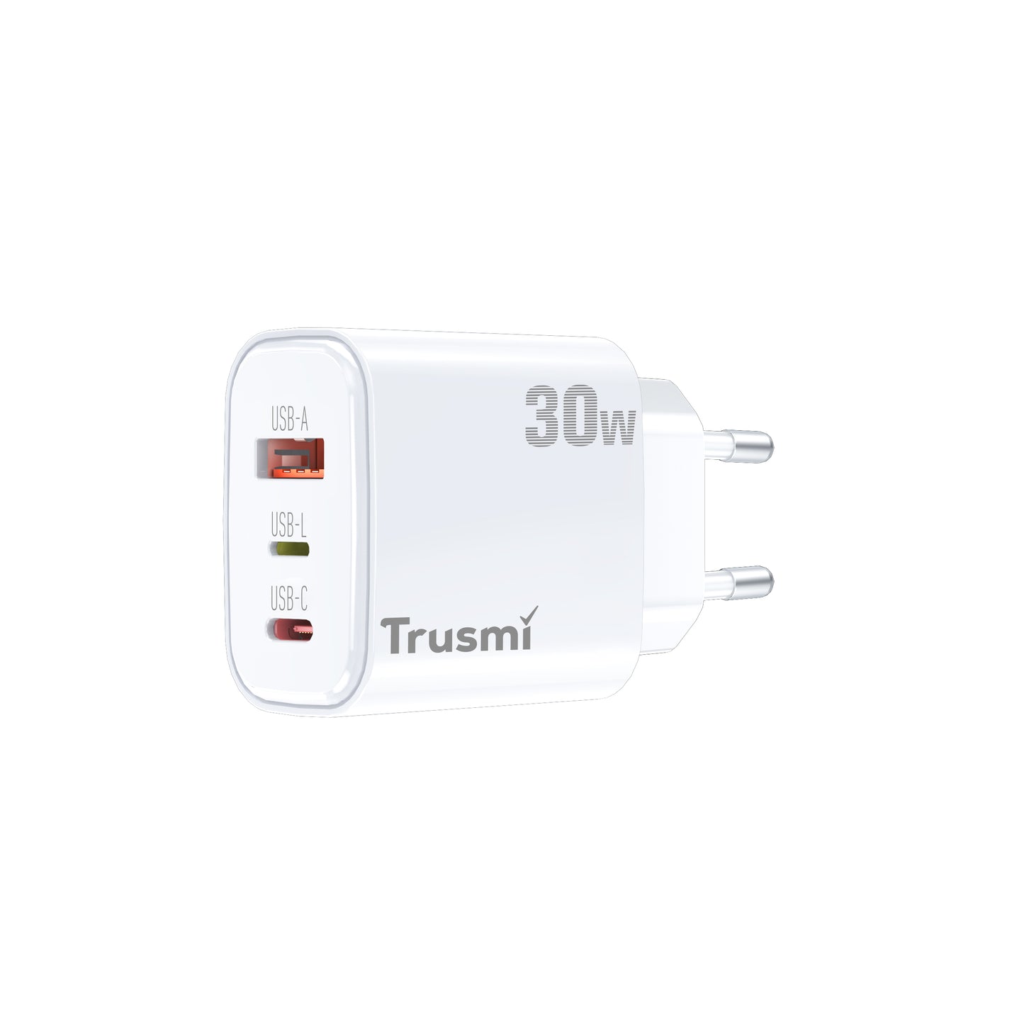 Trusmi GaN PD30W USB-A + USB-C + USB-L Fast Charger - (UK/EU/US)