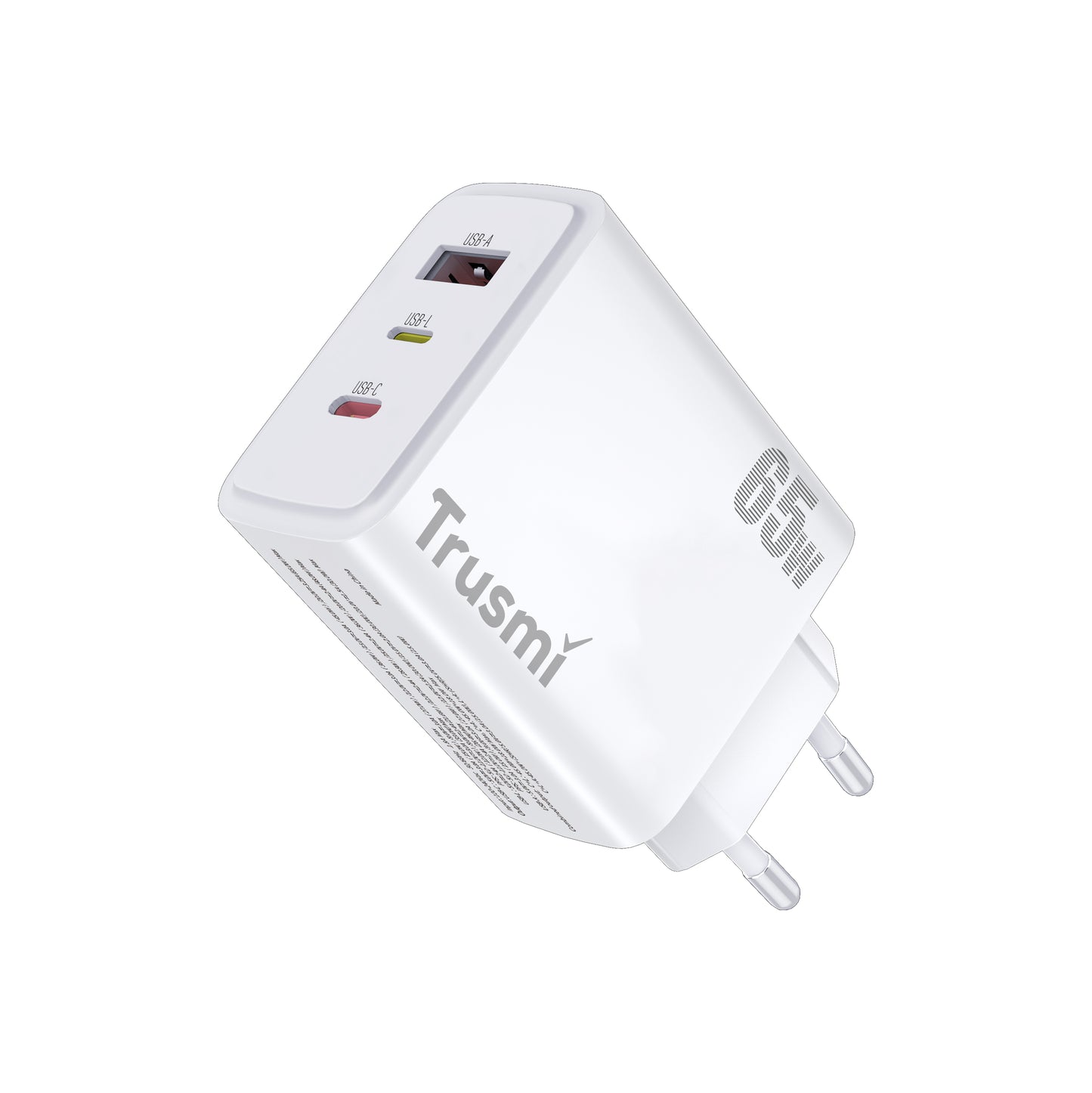 Carregador rápido Trusmi GaN PD65W USB-A + USB-C + USB-L (UE/EUA/Reino Unido)