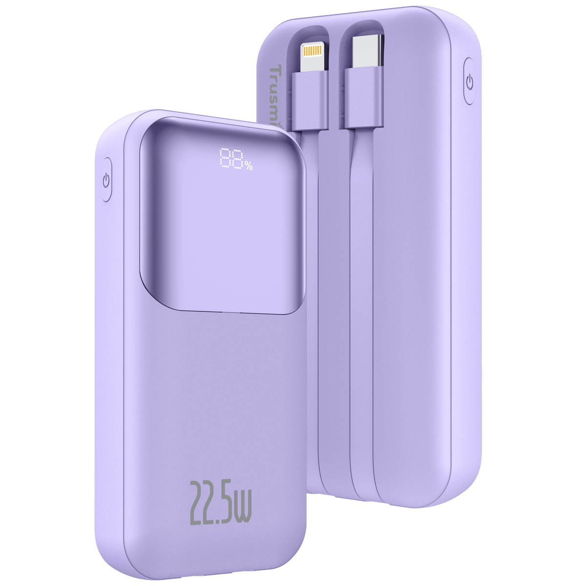 Banco de energia digital Trusmi Ultra Mini 10000mAh PD22.5W com cabo